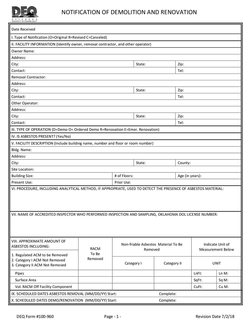 Large thumbnail of DEQ Form 100-960 - Aug 2018