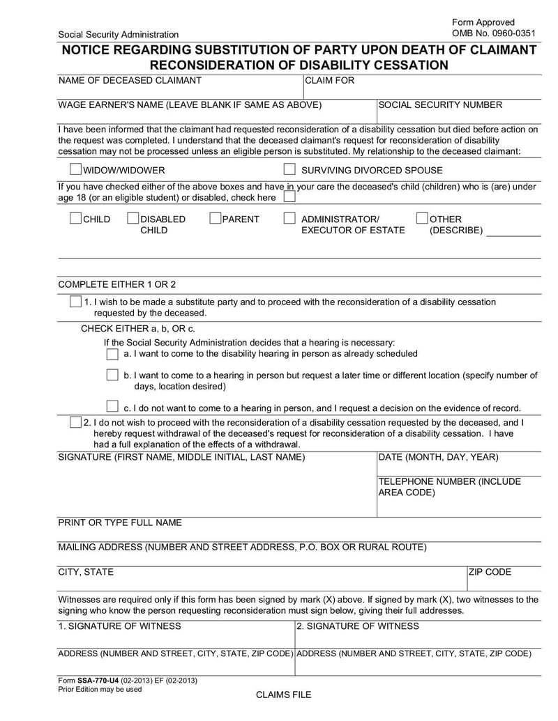 Large thumbnail of Form SSA-770-U4 - May 2016