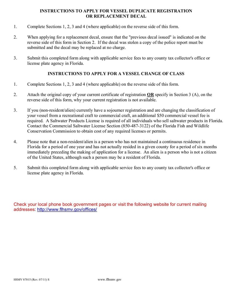 Large thumbnail of Form HSMV 87015 - Jul 2013