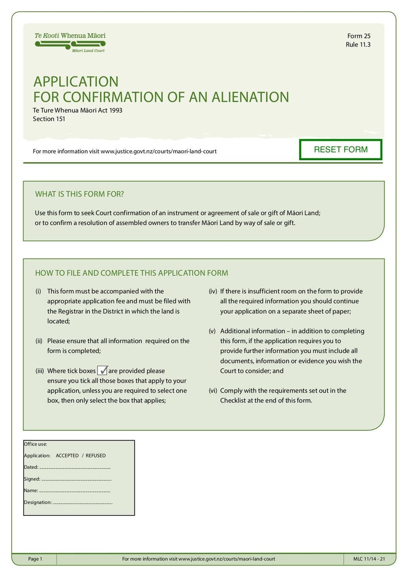 Large thumbnail of MLC Form 25 Confirmation Alienation - Oct 2015