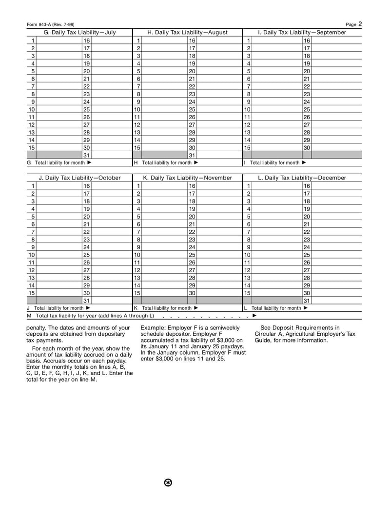 Large thumbnail of Form 943-A - Jul 1998