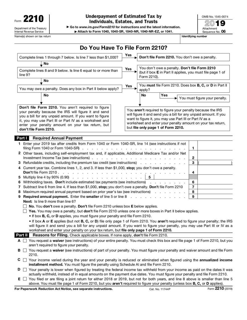Large thumbnail of Form 2210 - Feb 2020