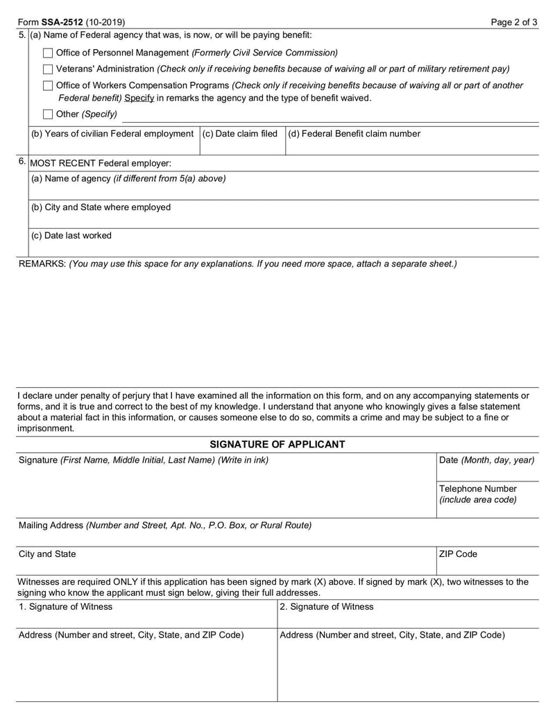 Large thumbnail of Form SSA-2512 - Oct 2019