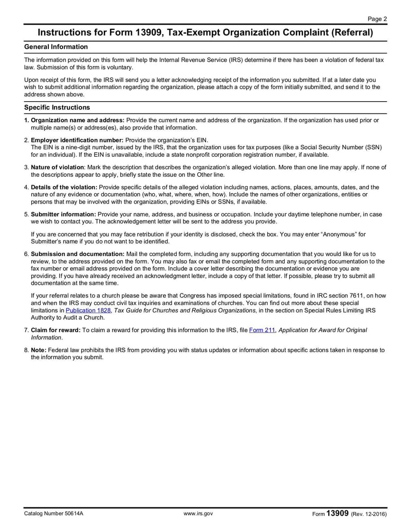 Large thumbnail of Form 13909 - Dec 2016