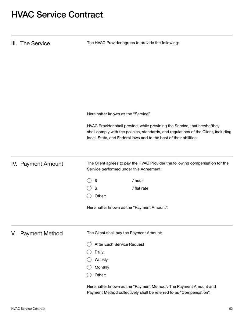Large thumbnail of HVAC Service Contract Template
