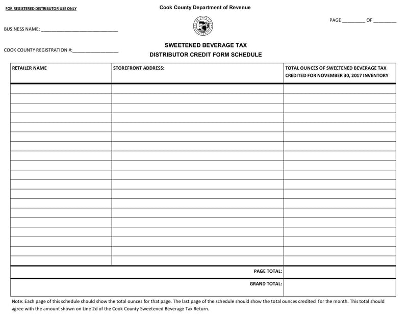 Large thumbnail of Sweetened Beverage Tax Close Out Process Forms and Schedules - Nov 2017