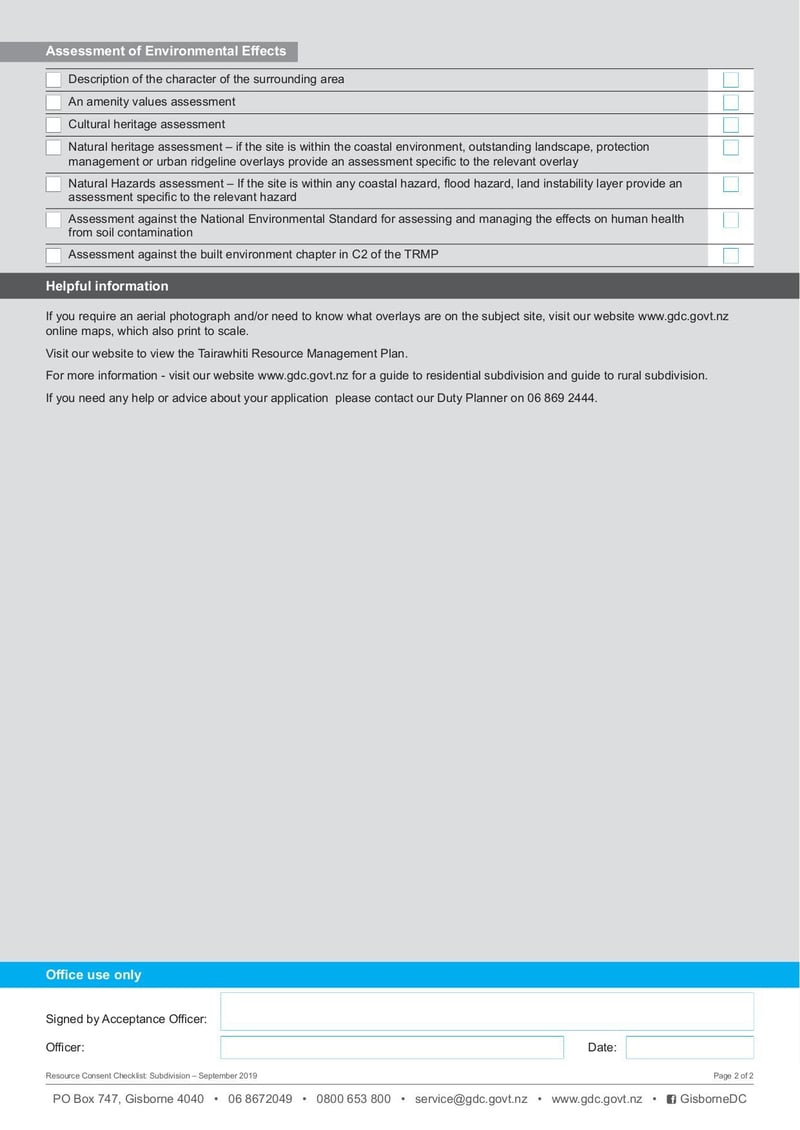 Large thumbnail of Resource Consent Checklist Subdivision - Sep 2019