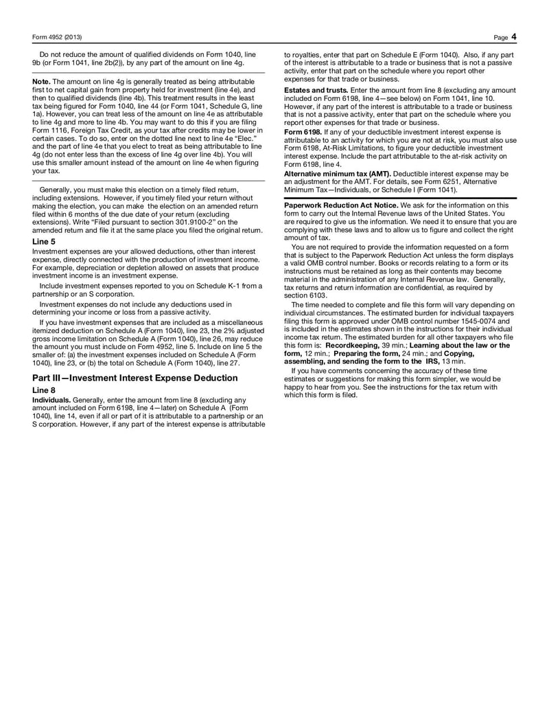 Large thumbnail of Form 4952 - Oct 2013