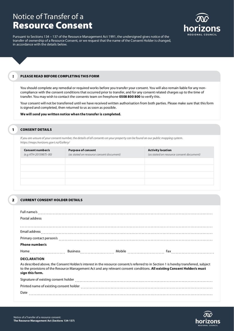 Large thumbnail of Notice of Transfer of a Resource Consent - Oct 2018