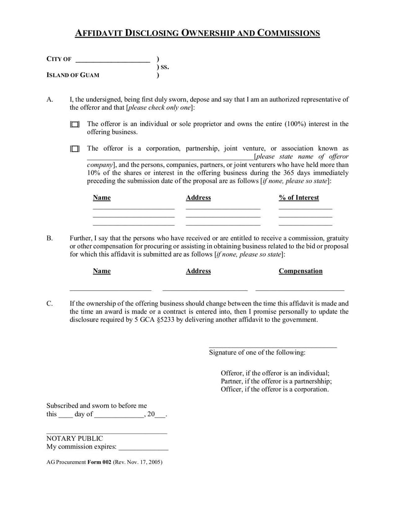 Large thumbnail of Affidavit Disclosing Ownership and Commissions - Aug 2016