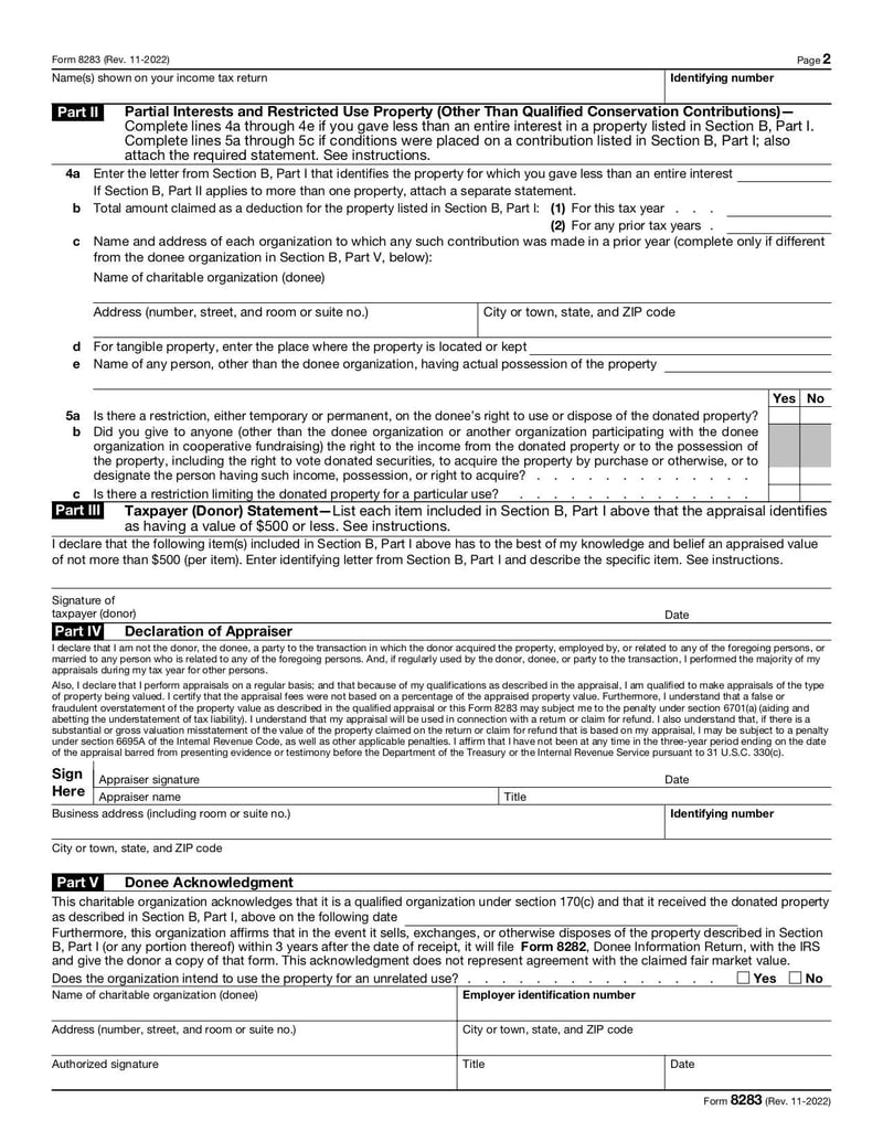 Large thumbnail of Form 8283 - Nov 2022