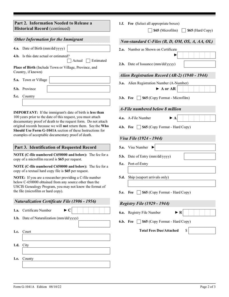 Large thumbnail of Form G-1041A - Aug 2022
