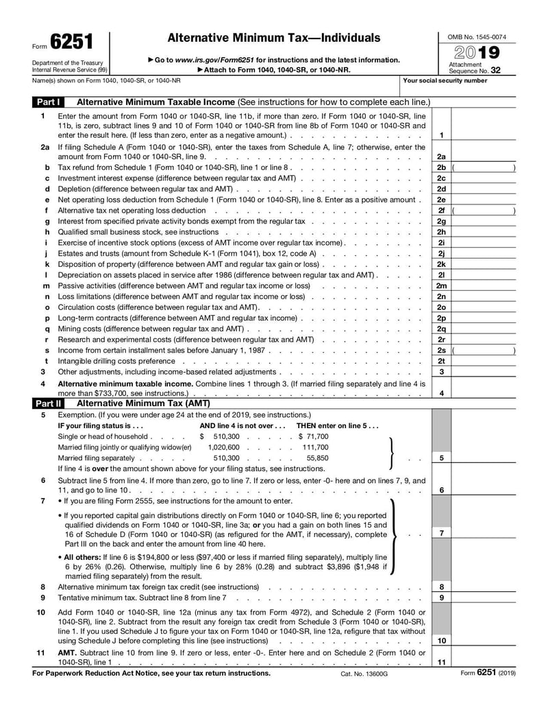 Large thumbnail of Form 6251 - Dec 2019
