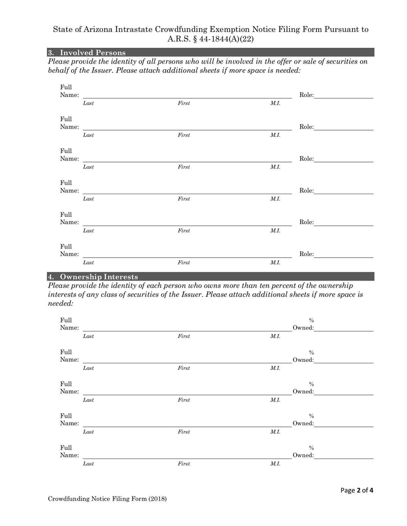 Large thumbnail of Arizona Intrastate Crowdfunding Exemption Notice - Aug 2018