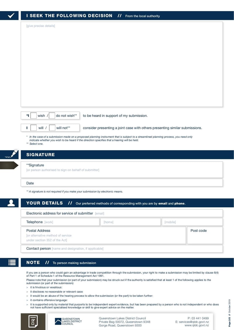 Large thumbnail of QLDC RMA Form 5 Submission District Plan - Oct 2019