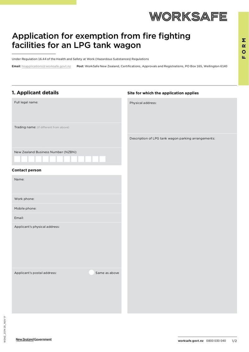 Application for Exemption from Fire Fighting Facilities for an LPG 