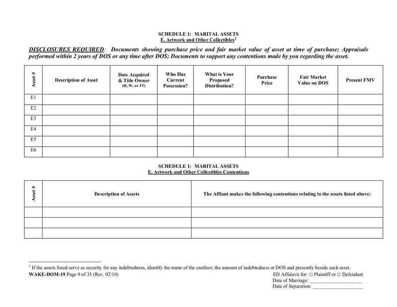 Large thumbnail of Equitable Distribution Inventory Affidavit - May 2010