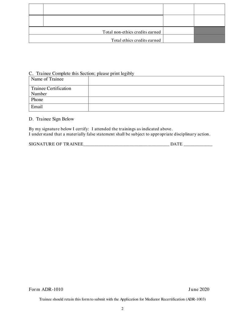 Large thumbnail of Form ADR-1010 - Jul 2020