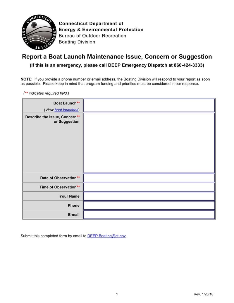 Large thumbnail of Connecticut Report a Boat Launch Maintenance Issue, Concern or Suggestion
