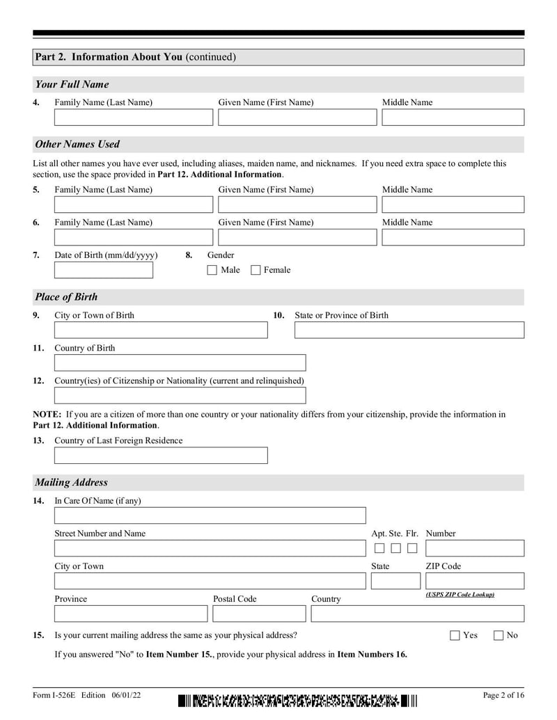 Large thumbnail of Form I-526E - Mar 2023