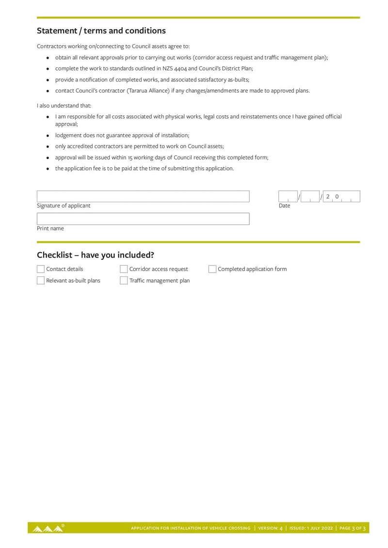 Large thumbnail of Application Form for Installation of Vehicle Crossing - Oct 2022