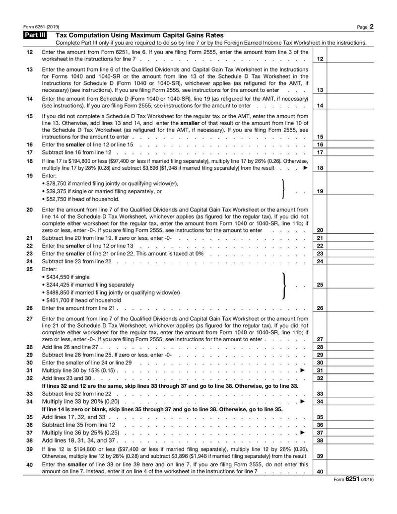 Large thumbnail of Form 6251 - Dec 2019