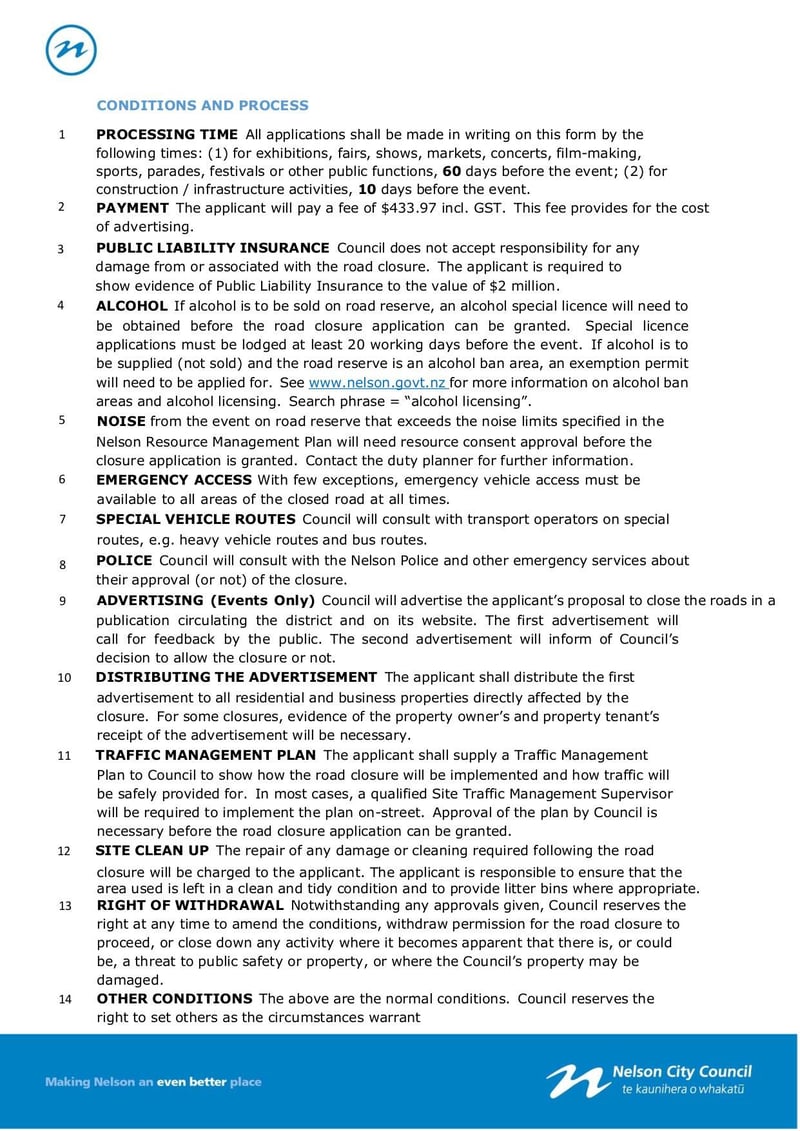 Large thumbnail of Application for a Temporary Road Closure Form - Jul 2022