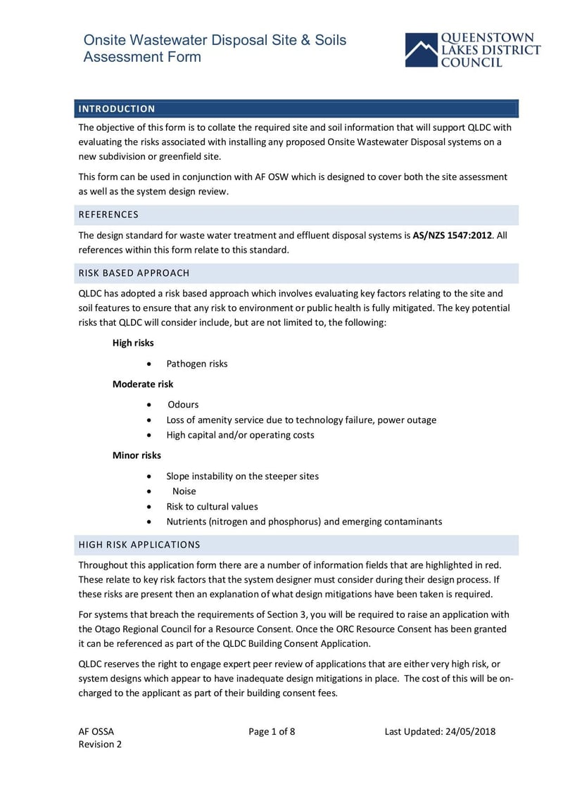 Large thumbnail of AF Ossa Onsite Watewater Disposal Site Soils Assessment Form Rev 2 - May 2018