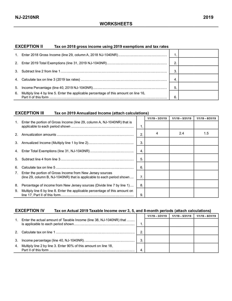 Large thumbnail of Form NJ-1040NR - Dec 2019