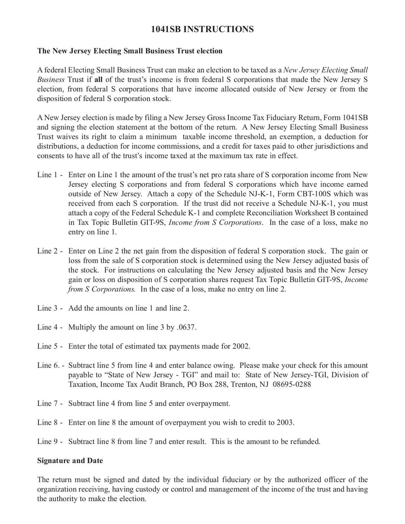 Large thumbnail of Form NJ-1041SB - Jan 2002