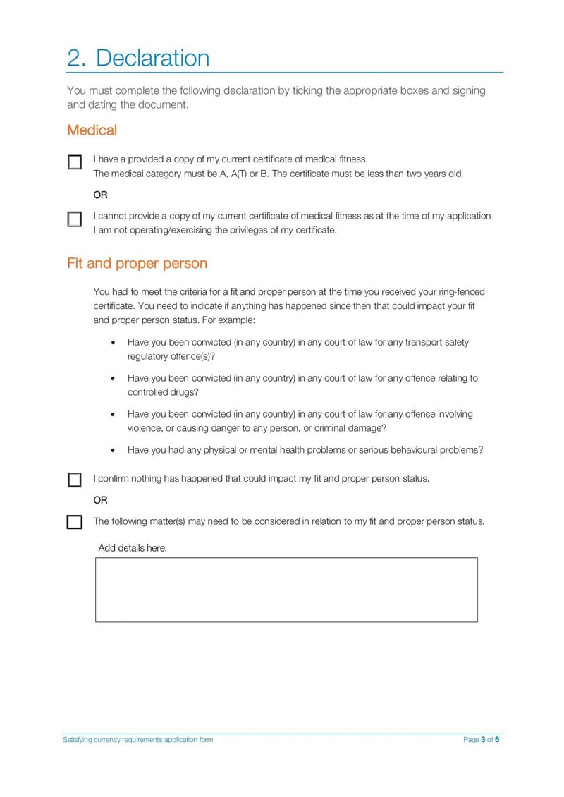 Thumbnail of Satisfying Currency Requirements Application Form - Oct 2021 - page 2