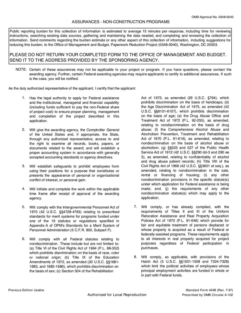 Large thumbnail of OMB Approval No. 0348-0040 Form - Jan 2002