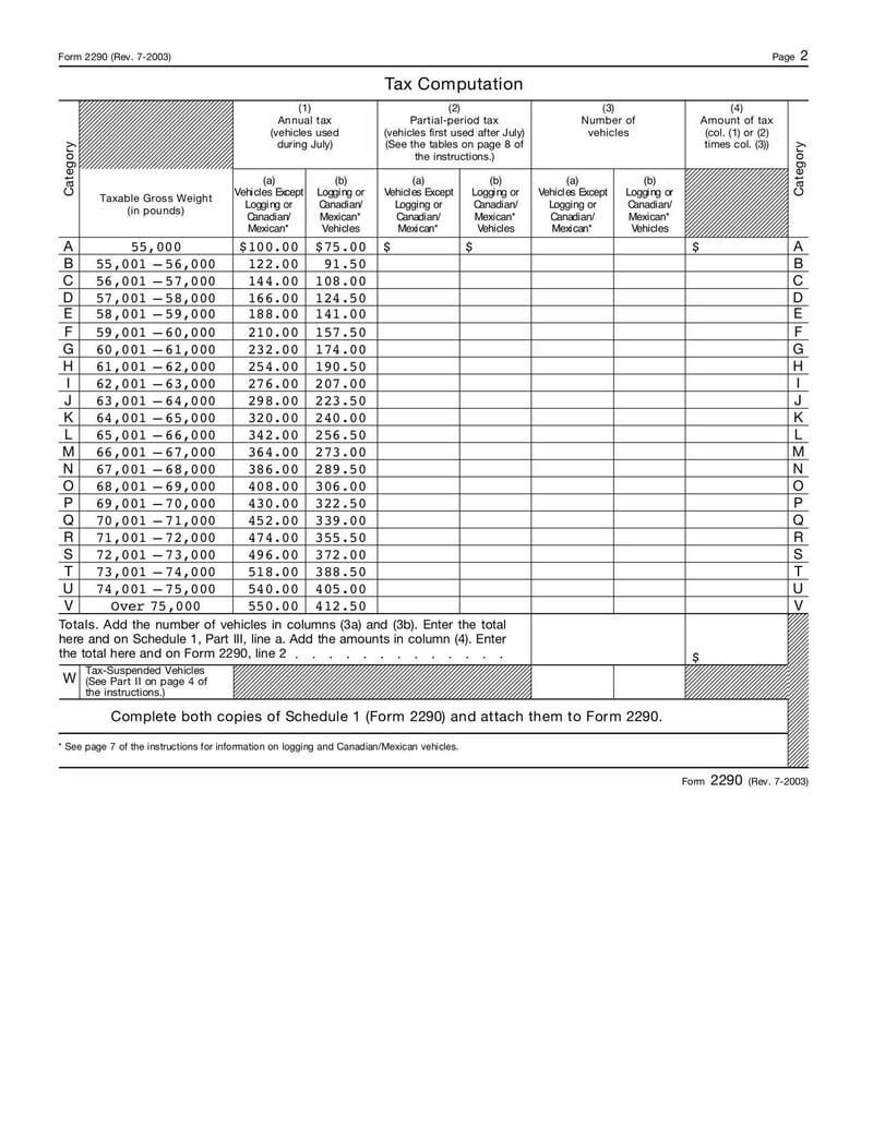Large thumbnail of Form 2290 - May 2003