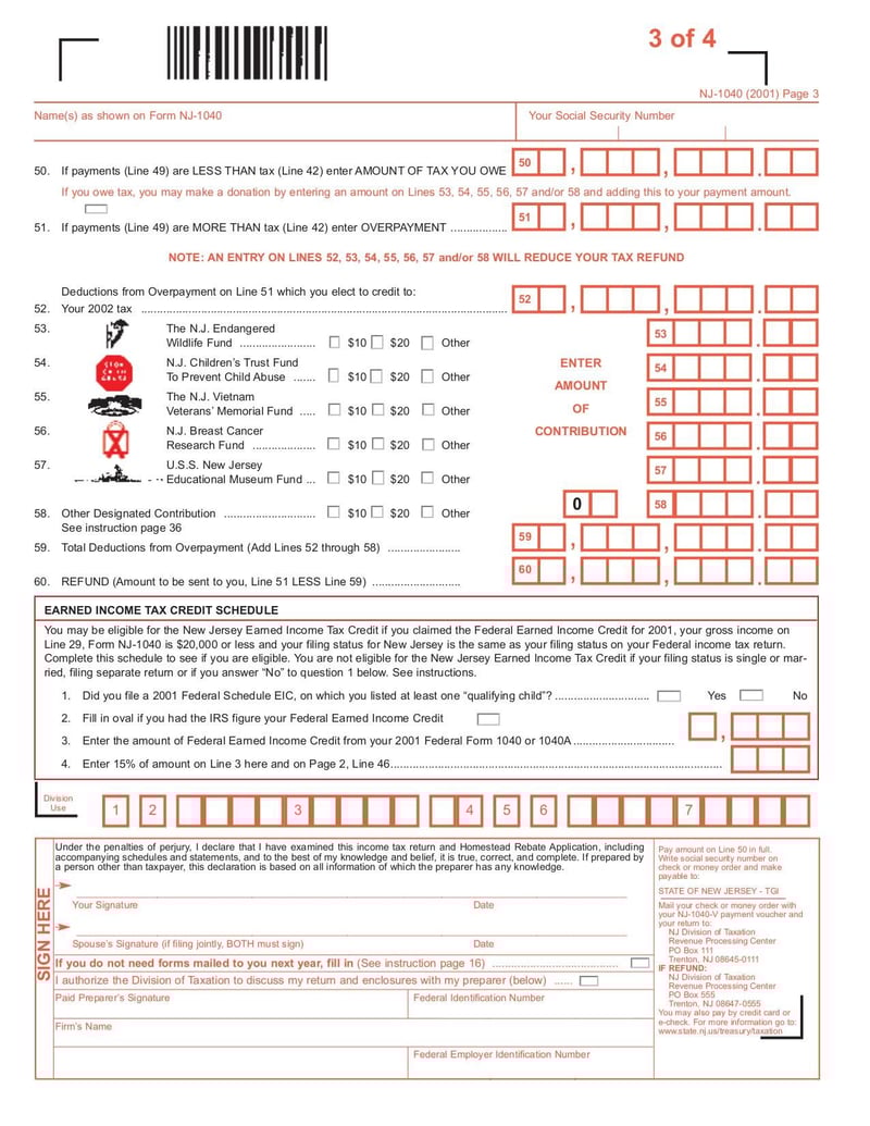Large thumbnail of Form NJ-1040 - Apr 2007
