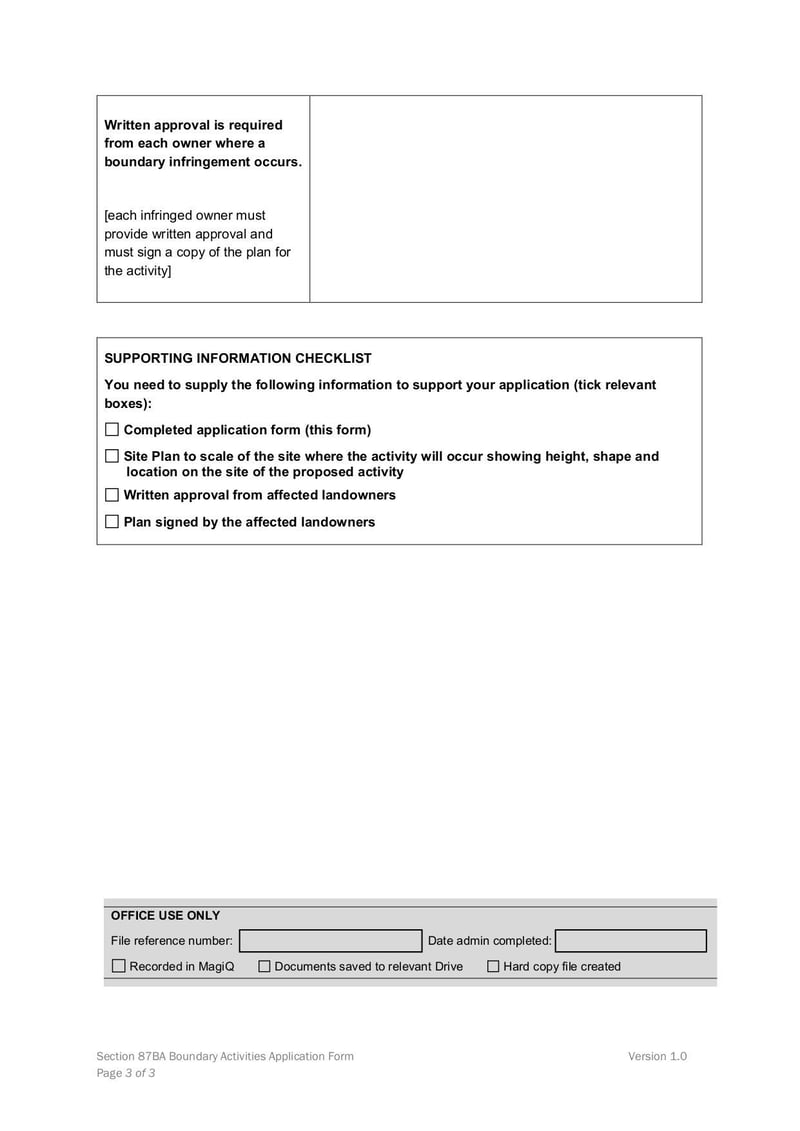 Large thumbnail of Boundary Activity Application Form - Nov 2017