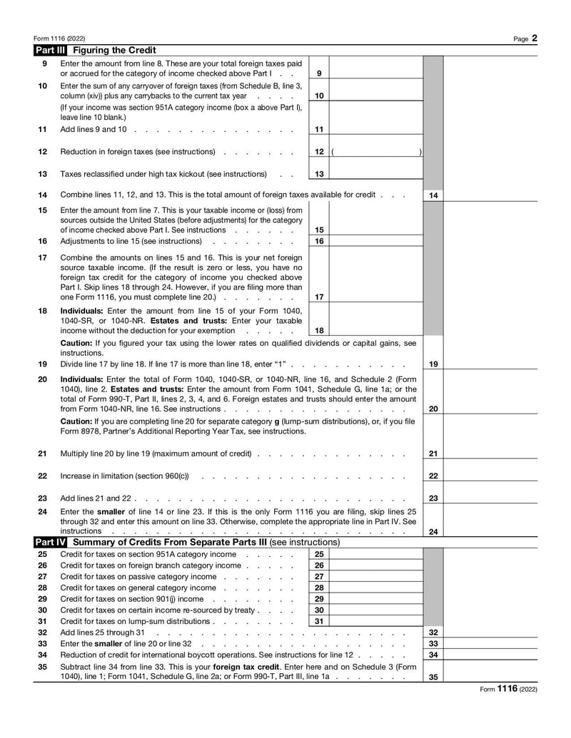 Large thumbnail of Form 1116 - Jan 2022