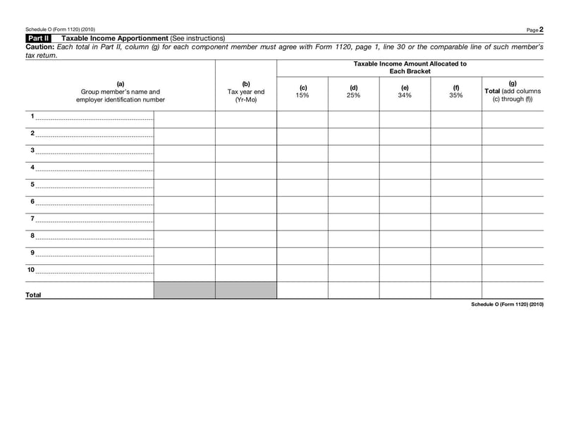Large thumbnail of Form 1120 (Schedule O) - Feb 2011