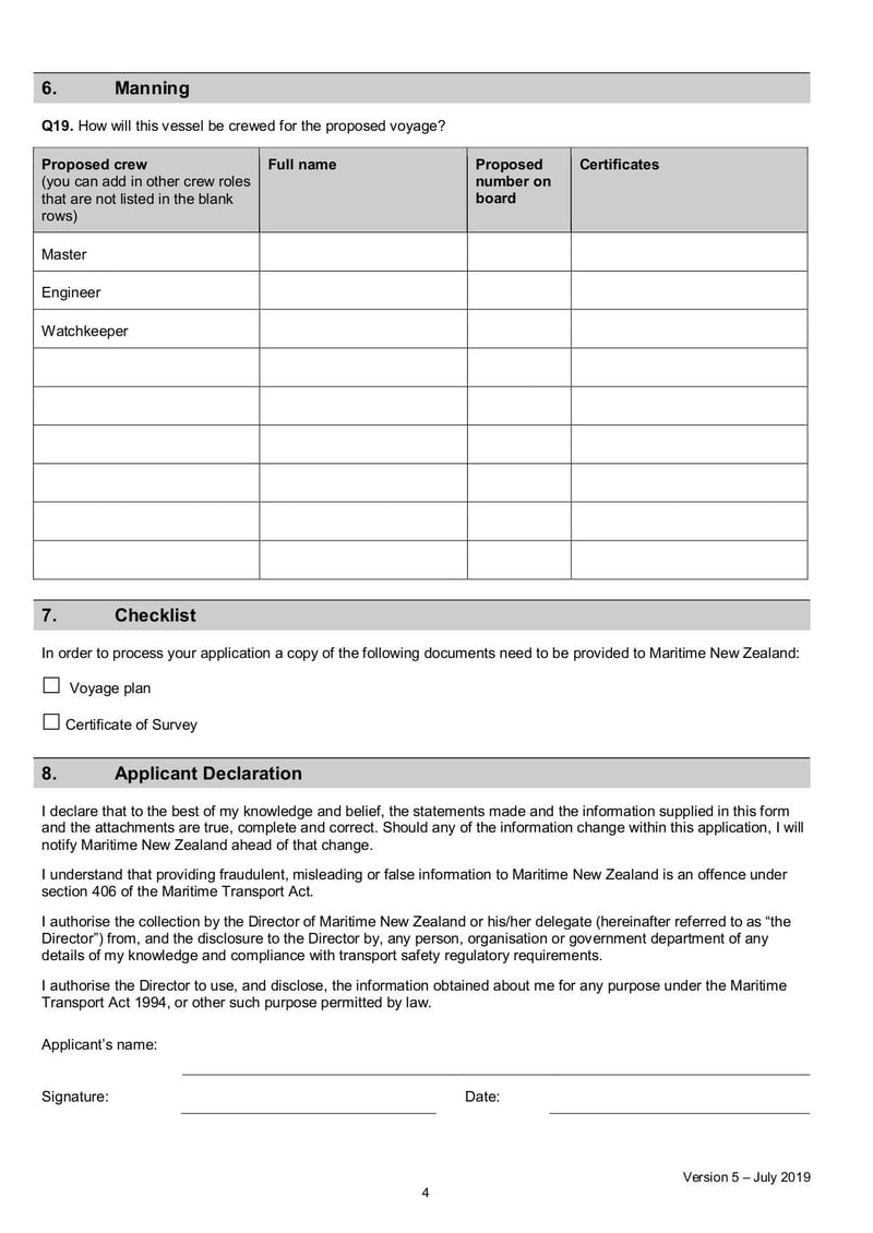 Large thumbnail of Form MSF031 Application for Issue or Re-Issue of a Certificate of International Voyage - Jul 2019