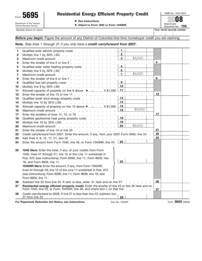 Large thumbnail of Form 5695 - Jan 2008