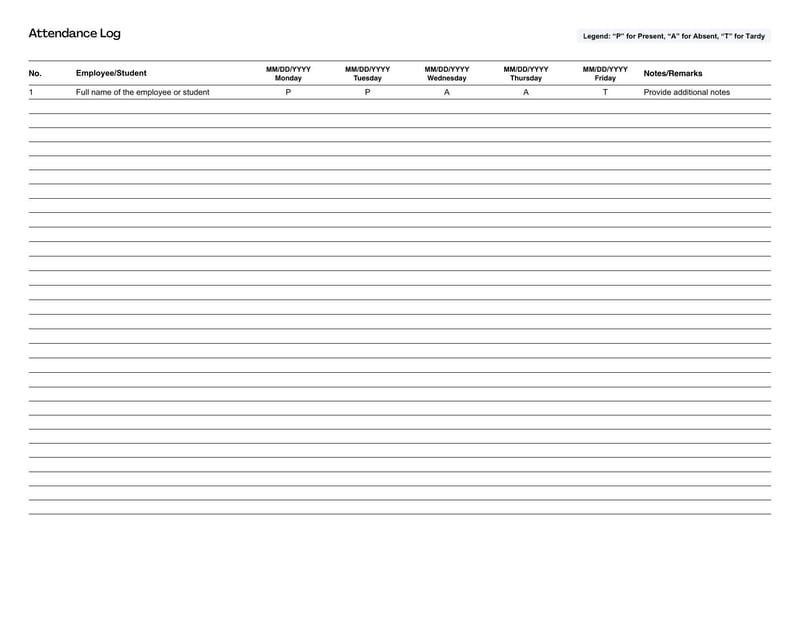 Attendance Sheet Template for keeping track of attendance records