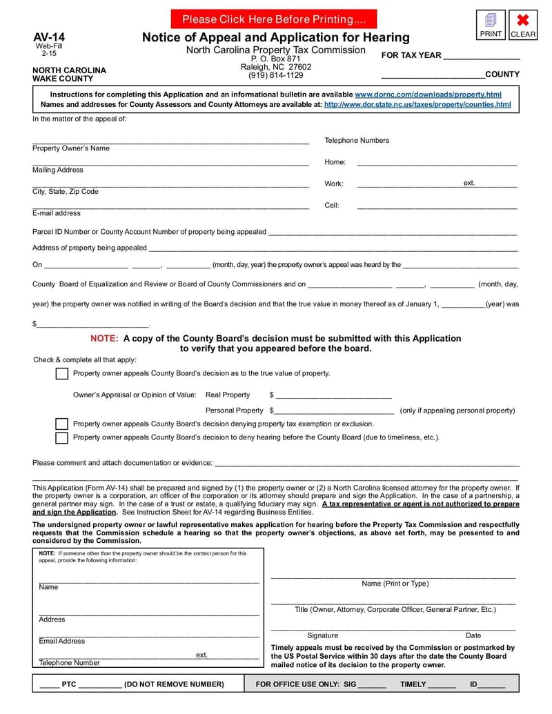Large thumbnail of Form AV-14 - Feb 2015