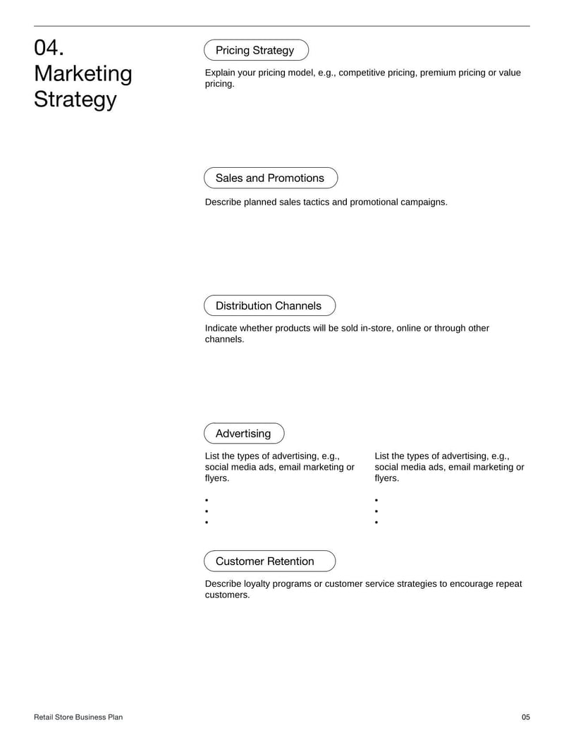 Retail Store Business Plan Template for managing and funding a retail business