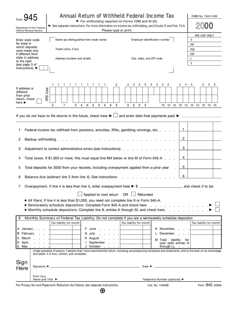 Large thumbnail of Form 945 - Jun 2006
