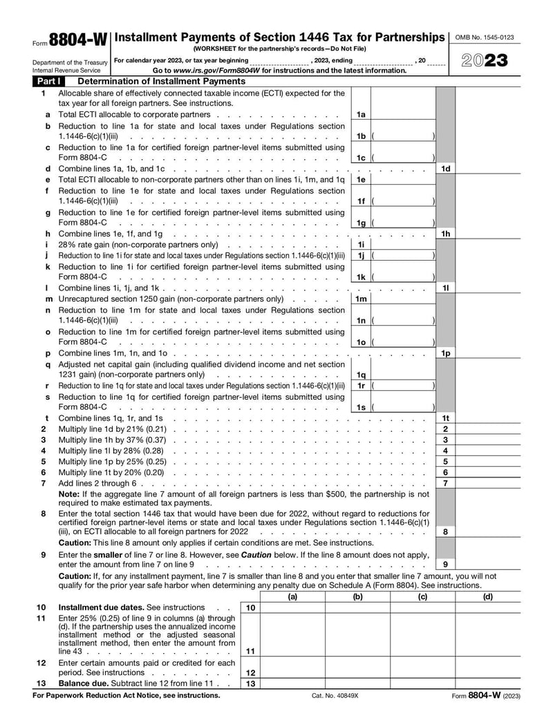 Large thumbnail of Form 8804-W - Jan 2023