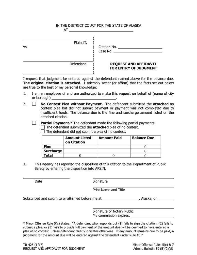 Large thumbnail of Form TR-425 - Feb 2017