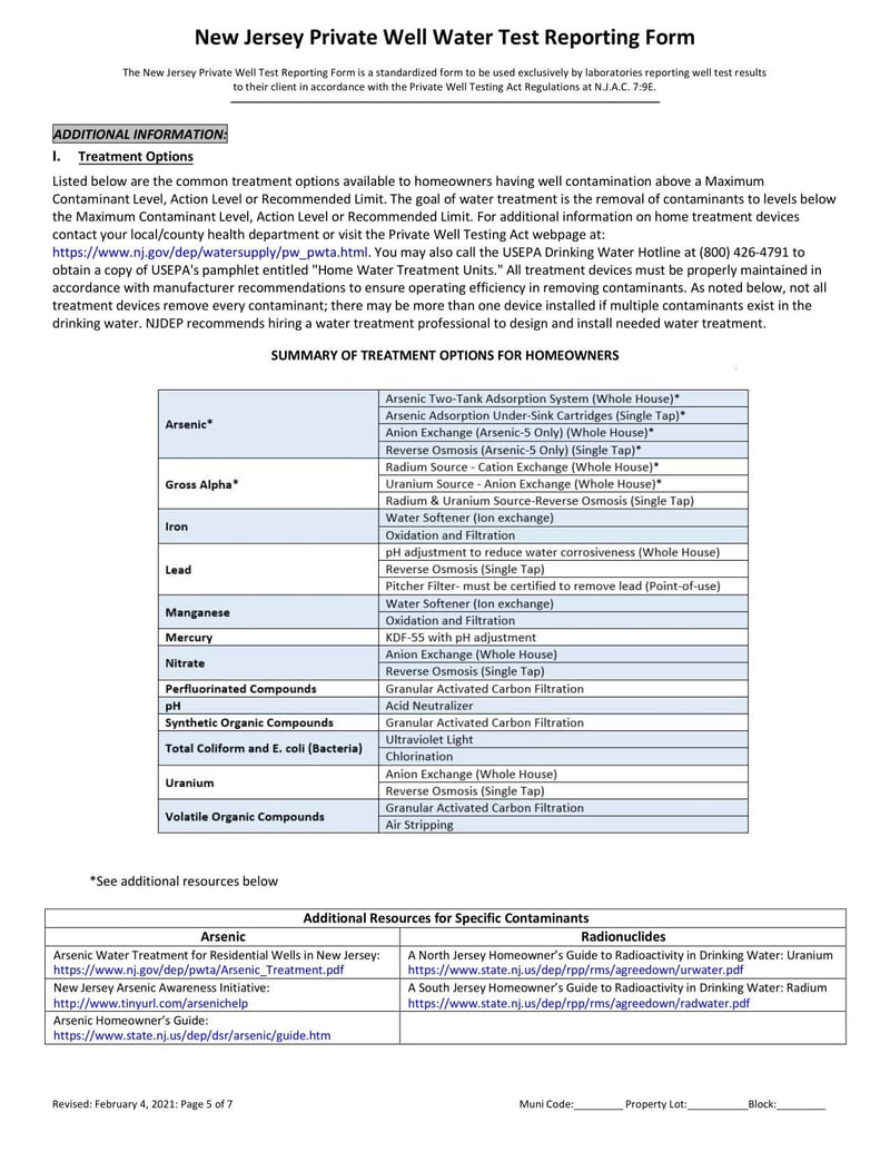 Large thumbnail of New Jersey Private Well Water Test Reporting Form