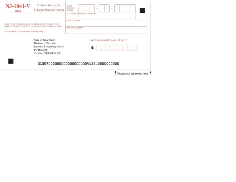 Large thumbnail of Form NJ-1041-V - May 2007