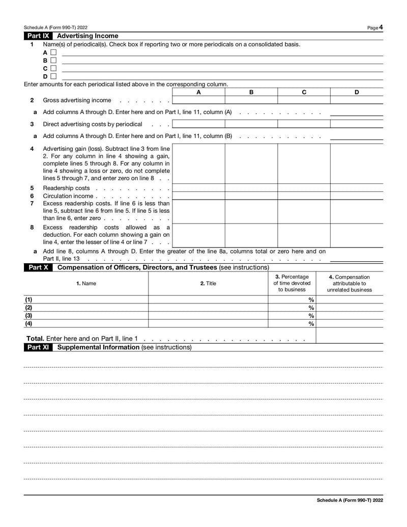 Large thumbnail of Schedule A (Form 990-T) - Jan 2023