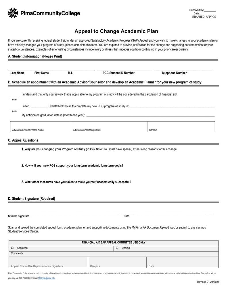 Large thumbnail of Pima Community College Appeal to Change Academic Plan