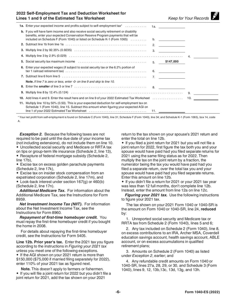 Large thumbnail of Form 1040-ES - Nov 2022